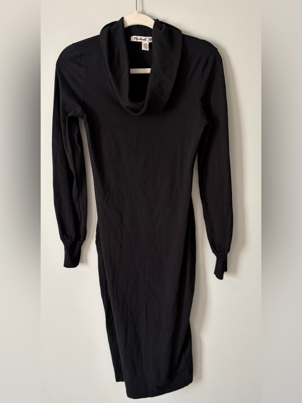 Michael Stars Black Long Sleeve Cowl Neck Midi Dress